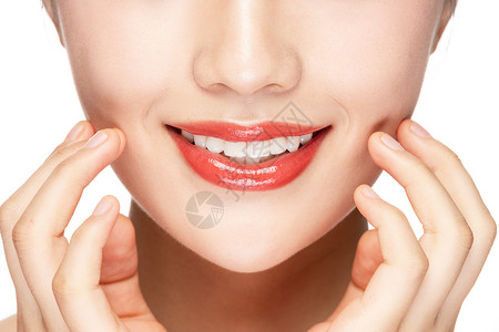 口腔种植牙女性嘴唇口腔牙齿健康背景