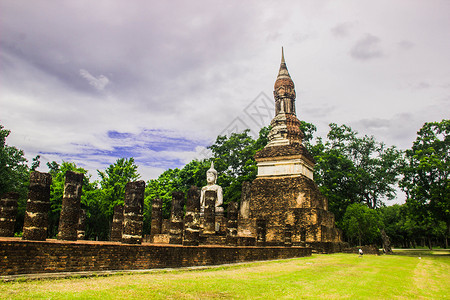 泰国金佛寺泰北素可泰佛寺遗址背景