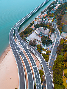 航拍厦门环岛公路背景图片