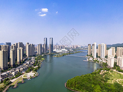 湖南浏阳市全景航拍湖南长沙城市风光背景