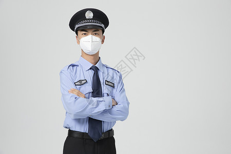 青年男性保安戴口罩抗疫背景图片