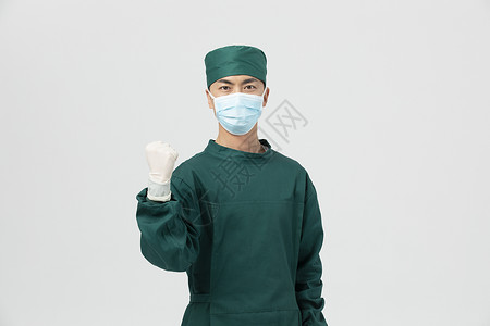 抗疫手术服男性医生加油形象背景图片