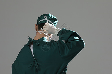 手术服背影男性手术服医生戴口罩背影背景