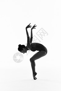 奥运会艺术体操年轻美女舞蹈动作黑白剪影背景
