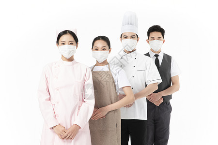 厨师带口罩青年人戴口罩职业形象背景