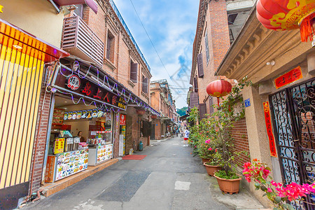 店面唯美素材鼓浪屿幽静小路背景