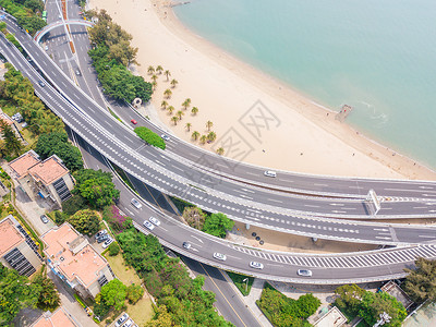 国外城市沙滩航拍厦门网红环岛路背景