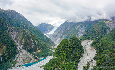 冰川全景风景新西兰冰川湖泊航拍背景