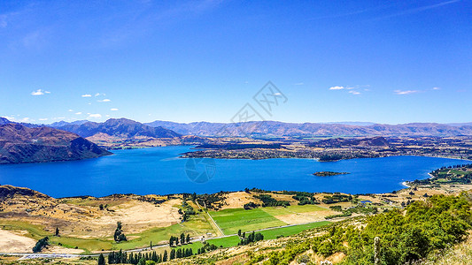 俯瞰瓦纳卡湖风光新西兰自驾高清图片