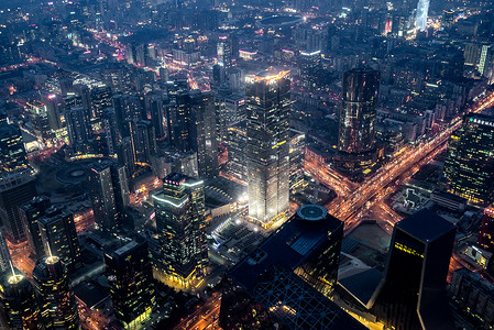 北京东三环国贸夜景背景