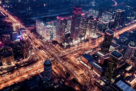 北京东三环国贸夜景背景图片