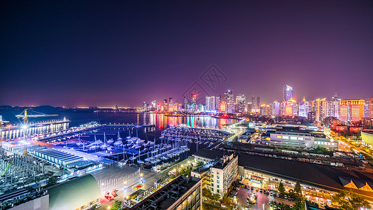 青岛城市海港港口夜景背景图片