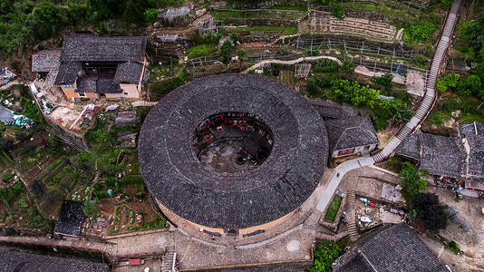 福建特色建筑古楼中国福建靖南土楼背景