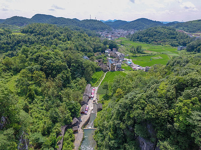 绿化种树航拍乡村田园风光背景