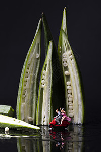 创意蔬菜秋葵小人图片