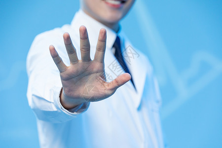 医生翘拇指动作底图医疗科研人员手部动作背景