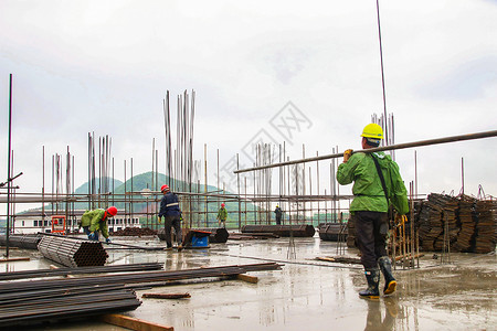 搬砖卡通素材建筑工地工人作业背景