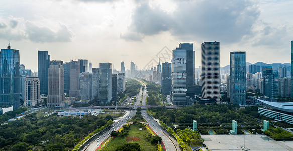 深圳航拍深圳福田区市民中心建筑群背景