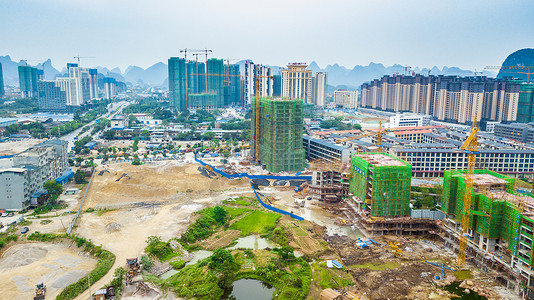 航拍桂林临桂开发区房地产建筑工地图片