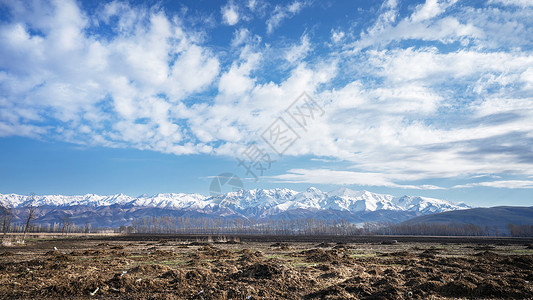 雪域草原新疆天山山脉雪山草原背景