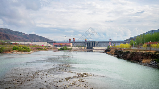 水电站大坝新疆水电站水库背景