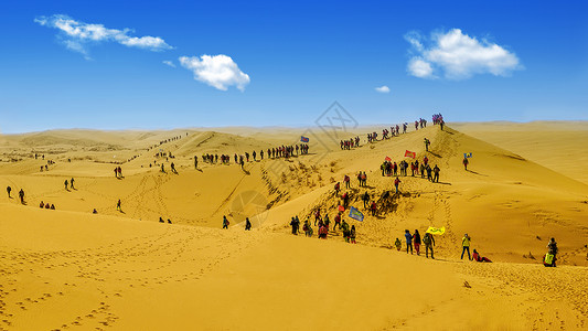 防治荒漠化内蒙古库布其沙漠旅游团背景