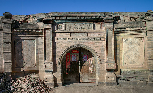 山西右玉古建筑文物背景图片