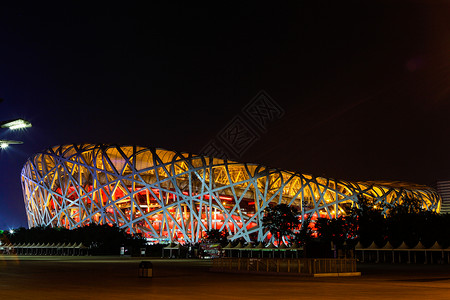 北京国家体育场鸟巢夜景灯光图片