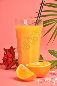 夏日冰镇橙汁背景图片