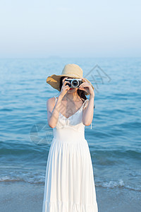 海边唯美人像拍照摄影背景图片