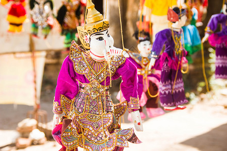 提线木偶素材缅甸曼德勒木偶工艺品背景