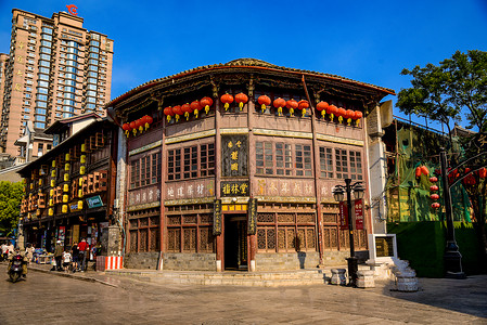 云南昆明老街百年老店福林堂背景图片