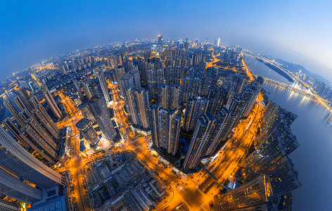 航拍照片素材长沙开福区北辰三角洲航拍全景图背景