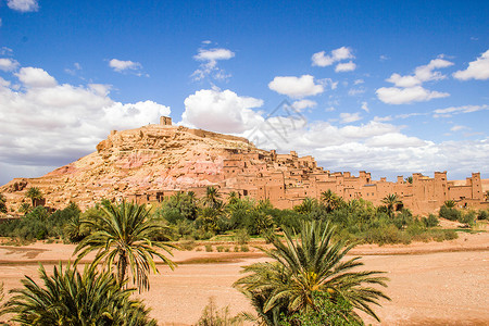 村名精神堡垒摩洛哥瓦尔扎扎特阿伊特·本·哈杜村背景