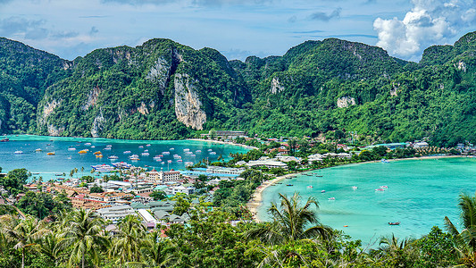 海湾壁纸泰国皮皮岛山顶观景台背景