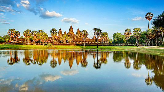 玛雅遗址风景柬埔寨暹粒吴哥窟的小吴哥城背景
