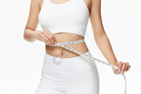 塑形减肥展板运动美女用皮尺测量腰围背景