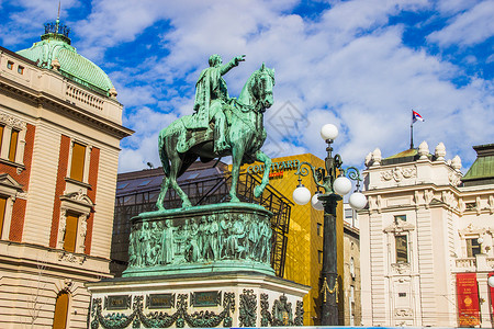 冬季欧洲塞尔维亚贝尔格莱德共和国广场背景