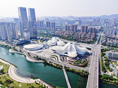 湖南广电中心航拍湖南长沙梅溪湖国际演绎中心背景
