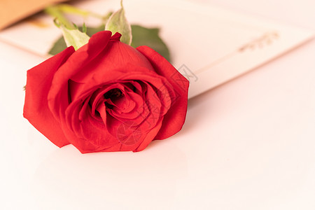 信件与玫瑰花背景图片