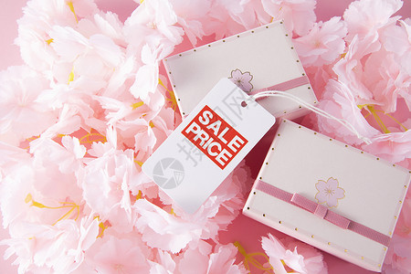 粉色吊牌SALE促销购物节背景