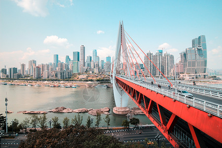 旧金山网红点重庆城市建筑群背景