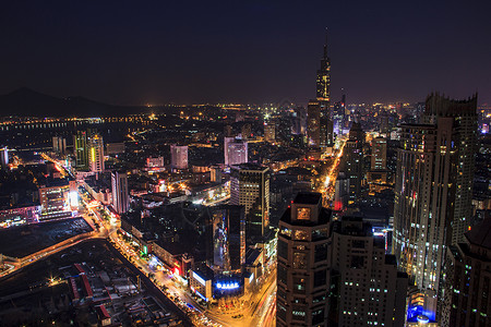 南京夜景鼓楼中央商务区高清图片