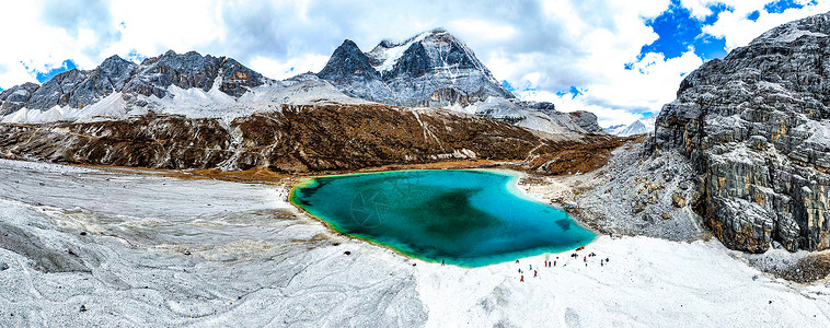 稻城风景稻城亚丁风景区牛奶海航拍背景