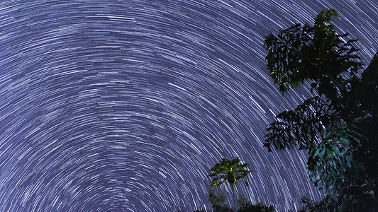 夏威夷大岛夜间星轨高清图片