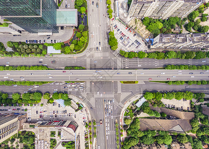 道路交叉俯拍长沙大道高架桥交叉路口背景