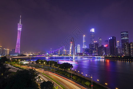 夜游湄南河珠江新城夜景背景