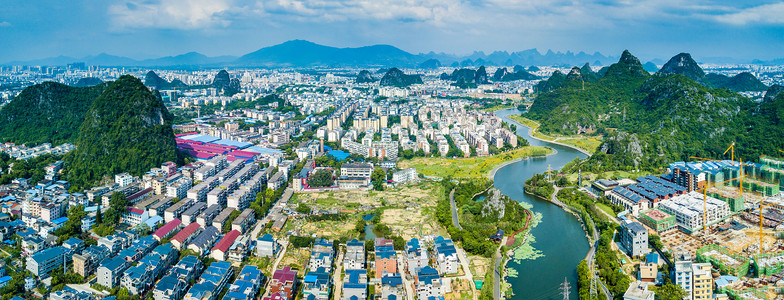 全景航拍城市风景建筑群天际线图片