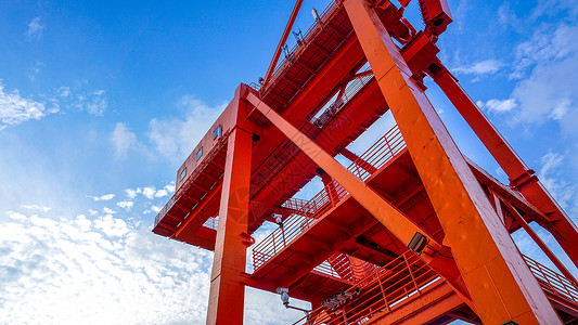 上海绿地徐汇滨江工业建筑橙色塔吊特写背景