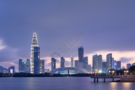 深圳湾建筑群深圳湾夜景背景